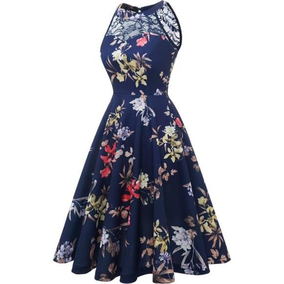 Women Wedding Dress Cocktail Halter Lace A-Line Party Short Vintage Homecoming - Picture 3 of 7